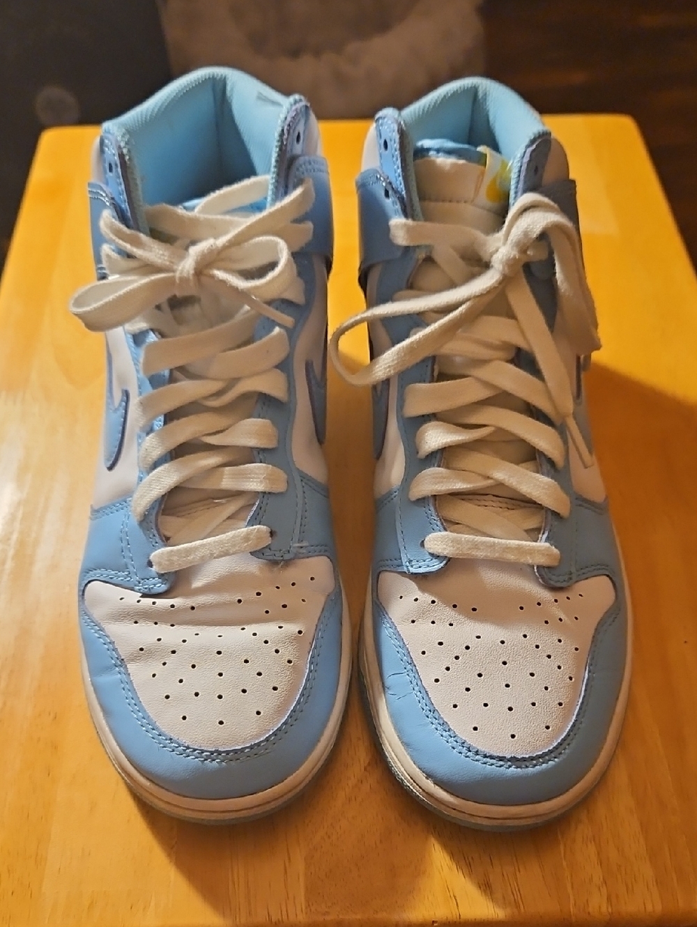 Nike Light Blue and White High-Top Dunks In Chill Sneakers